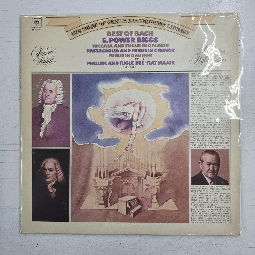 E. Power Biggs Best of Bach Vinyl LP Record Vintage Classical Music VG+/VG+